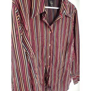 Lane Bryant Womens Long Sleeve Button Front Shirt Blouse‎ Colorful Stripe 14 16